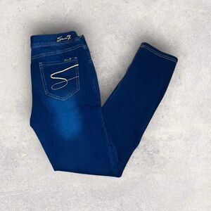 Seven 7 Women's Size Medium Mid Rise Drawstring Blue Jean Jeggings Dark Stretch